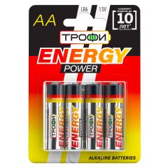 Батарейка Трофи LR6-4BL ENERGY POWER Alkaline (40/640/20480) ЭРА C0034657