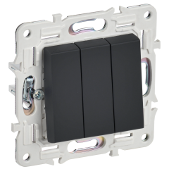 SKANDY Выключатель 3-клавишный 10А SK-V11G графит IEK