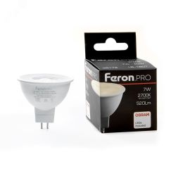 Лампа светодиодная LED 7вт 230в G5.3 теплый с линзой 38 гр. Feron.PRO FERON 38179