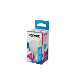 Лампа светодиодная LED 6.5Вт Шар 220В Е14 D45х82 3000К теплый 520 лм КОСМОС LkecLED6.5wGL45E1430