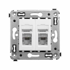 Компьютерная розетка RJ-45 в стену, кат.6 двойная экранированная,&quot;Avanti&quot;, &quot;Белое облако&quot;