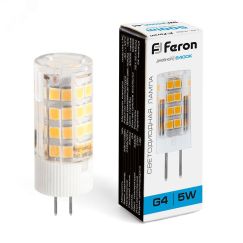 Лампа светодиодная LED 5вт 230в G4 дневной капсульная FERON 25862