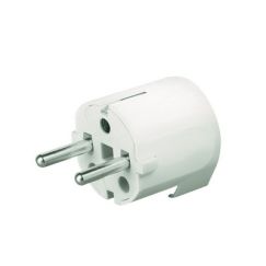 Вилка кабельная, бытовая с боковым вводом кабеля. Белая. IP20 16А 2P+E 230В