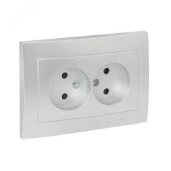 Валенсия лицевая панель розетка 2-местной б/з 10А сталь с защ. штор. EKF ESR10-L-102-30