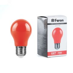 Лампа светодиодная LED 3вт Е27 красный шар FERON 25924
