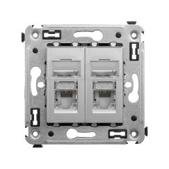 Компьютерная розетка RJ-45 в стену, кат.5e двойная экранированная,&quot;Avanti&quot;, &quot;Закаленная сталь&quot;