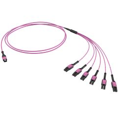 Оптическая разветвительная сборка 12ОВ 50/125 OM4, 1xMTP PRO(12)/6хLC Duplex Uniboot, 1м (предустановленная конфигурация: MTP Male , тип полярности - прямая (Tx--&#62;Rx)