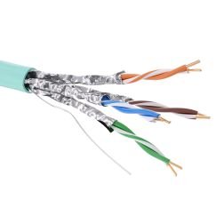 Кабель витая пара кат. 6A экранированный U/FTP, 4 пары, нг(А)-LSLTx,цвет внешней оболочки аква, катушка 500 м