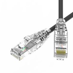 Патч-корд неэкранированный SLIM CAT6 U/UTP 4х2, 28 AWG, LSZH, чёрный, 0,2м
