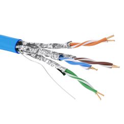 Кабель витая пара кат. 6А экранированный U/FTP, 4 пары, нг(А)-HF, цвет внешней оболочки синий, бухта 500 м