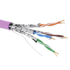 Кабель витая пара кат. 6А экранированный U/FTP, 4 пары, нг(А)-HF, цвет внешней оболочки фиолетовый, бухта 500 м