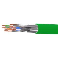 Кабель витая пара кат. 6А экранированный F/FTP, 4 пары, нг(А)-HF, цвет внешней оболочки зелёный, бухта 500 м