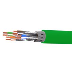 Кабель витая пара кат. 6А экранированный S/FTP, 4 пары, нг(А)-HF, цвет внешней оболочки зелёный, бухта 500 м
