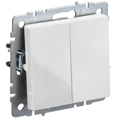 BRITE Выключатель 2-клавишный проходной 10А ВС10-2-6-БрБ белый