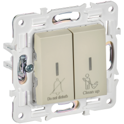 SKANDY Выключатель 2-клавишный с индикацией для отелей 10А SK-V16B бежевый IEK