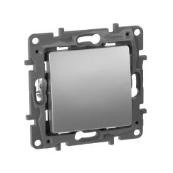 ETIKA Выключатель 1-клавишный проходной 10А безвинтовое крепление алюминий