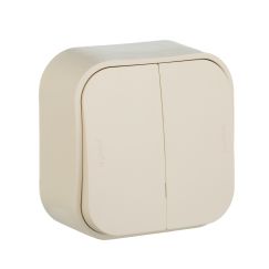 QUTEO Выключатель 2-клавишный для открытой установки проходной 10А слоновая кость