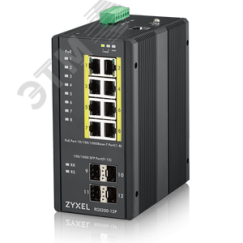 Коммутатор управляемый промышленный L2 8 портов PoE+ 10/100/1000 Мб/с 4xSFP IP30 Zyxel RGS200-12P-ZZ0101F