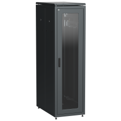 ITK LINEA N Шкаф напольный сетевой 19" 33U 800х1000мм стеклянная передняя дверь задняя металлическая черный