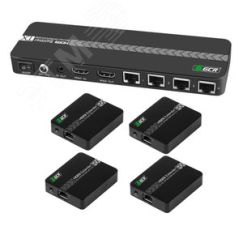 Хаб HDMI v1.4 через LAN кабель на 8 HDMI, до 50 м., удлинитель ИК Greenconnect GL-vE18