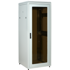 ITK LINEA N Шкаф сетевой 19" 47U 800х800мм стеклянная передняя дверь задняя металлическая серый