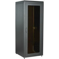 ITK LINEA N Шкаф сетевой 19" 47U 800х800мм стеклянная передняя дверь задняя металлическая черный