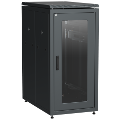 ITK LINEA N Шкаф напольный сетевой 19" 28U 800х1000мм стеклянная передняя дверь задняя перфорированная черный