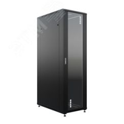 Шкаф напольный универсальный серверный R 42U 800х1000мм. 4 профиля 19. двери стекло и сплошная металл. боковые стенки съемные. регулируемые опоры. раз NTSS NTSS-R42U80100GS-1BL