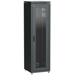 ITK LINEA N Шкаф сетевой 19" 42U 600х800мм стеклянная передняя дверь черный