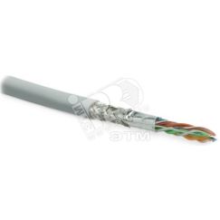 Кабель витая пара. экранированная SF/UTP. категория 6. 4 пары (26 AWG). многожильный (patch). экран - фольга + медная оплетка. LSZH. серый (500 м) Hyperline 236294