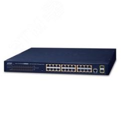Коммутатор управляемый PoE 24 порта 10/100/1000 Мб/с, 2хSFP, 1xRS232, 300 Вт PLANET GS-4210-24P2S
