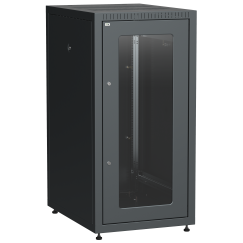 ITK LINEA E Шкаф напольный сетевой 19" 24U 600х800мм стеклянная передняя дверь задняя металлическая черный