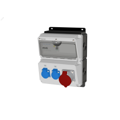 Комбинация розеток , Вход М32, клеммы, УЗО 4P/40A/30mA, 1xCEE32A5p, 2xSchuko16A, IP44. INPIN 1602006