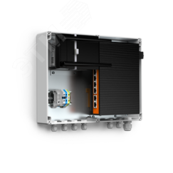 Узел коммутационный 4хPoE, 60 Вт, АС 220В, 50 Гц IP66, 300х230х110 мм Тахион 40136