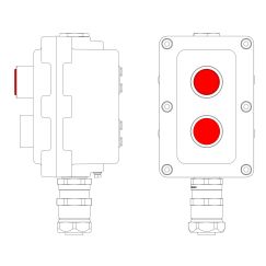 Взрывонепроницаемый пост управления из алюминия LCSD-02-B-MC-L1R(220)x1-P1R(11)x1-PCMB-KAEPM3MHK-20 / 1Ex d IIB T5 Gb / Ex tb IIIC T95°С Db IP66