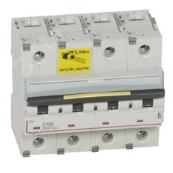 Выключатель автоматический четырехполюсный 100А C DX3 10kА/16kА LEGRAND 409363