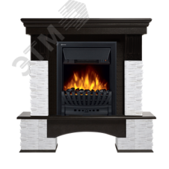 Портал для камина Pietra Nuovo Classic из камня белый сланец и шпон темный дуб Firelight Pietra New Cl WDO