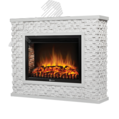 Портал для камина Quadro 25 из камня античный белый песчаник и белая эмаль Firelight Quadro 25 WW