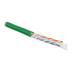 Кабель витая пара U/UTP категория 6 4 пары (23 AWG) одножильный (solid) с разделителем LSZH зеленый Hyperline 251946