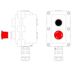 Взрывонепроницаемый пост управления из алюминия LCSD-02-B-MC-P1B(11)x1-P6R(11)x1-PCMB-KAEPM3MHK-26 / 1Ex d IIB T5 Gb / Ex tb IIIC T95°С Db IP66