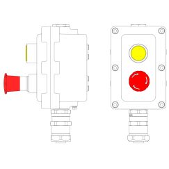 Взрывонепроницаемый пост управления из алюминия LCSD-02-B-MB-L1Y(220)x1-P6R(11)x1-PBMB-KAEPM2MHK-20 / 1Ex d IIB T5 Gb / Ex tb IIIC T95°С Db IP66