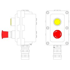 Взрывонепроницаемый пост управления из алюминия LCSD-02-B-MB-L1Y(220)x1-P6R(11)x1-PBMB-KA2MHK / 1Ex d IIB T5 Gb / Ex tb IIIC T95°С Db IP66