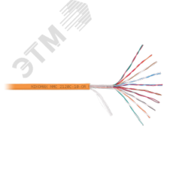 Кабель U/UTP 10 пар, Кат.3 (Класс C), 16МГц, одножильный, BC (чистая медь), 26AWG (0,405мм), полимерный материал нг(А)-HF, внутренний, оранжевый, 305м NIKOMAX/NIKOLAN NMC 2120C-10-OR