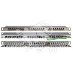 Патч-панель высокой плотности 19 0.5U 24 порта RJ-45 категория 6 Dual IDC экранированная Hyperline 46091