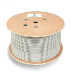 Кабель витая пара SFTP-4P-Cat.5e-SOLID-GY экранированная SFTP (SF/UTP), категория 5e, 4 пары (24 AWG), одножильный (305 м), PVC нг(А)-LS Cabeus SFTP-4P-Cat.5e-SOLID-GY