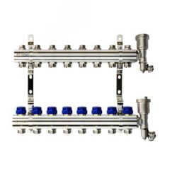 Коллекторная группа FHF-8R set 8 контуров 1' х 3/4' c воздухоотводчиками и кронштейнами Ридан 088U0708R