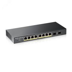 Коммутатор управляемый L2 8 портов. PoE+ 10/100/1000 Мб/с. 2хSFP+ Zyxel GS1900-10HP-EU0102F