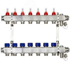 Коллекторная группа SSM-7RF set 7 контуров 1' x 3/4' с расходомерами и кронштейнами Ридан 088U0957R
