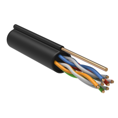 ITK Витая пара U/UTP кат.5E 4х2х24AWG solid LDPE c металлическим тросом 1,2мм черный (305м)