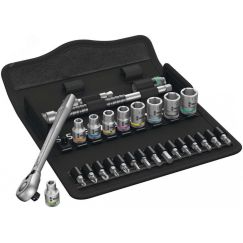 Набор с трещоткой 8100 SA 8 Zyklop Metal Switch с реверсом DR 1/4 28 предметов WERA WE-004018